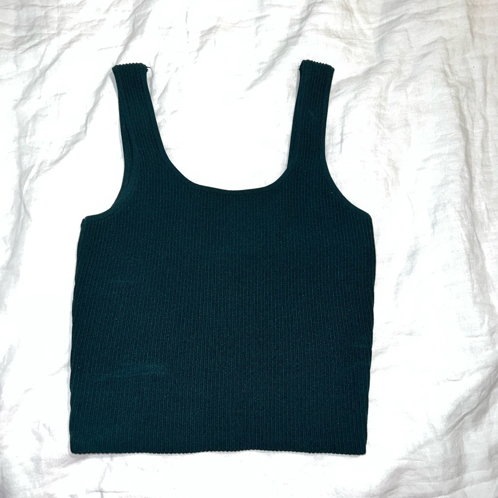 Ribbed Green Crop Top